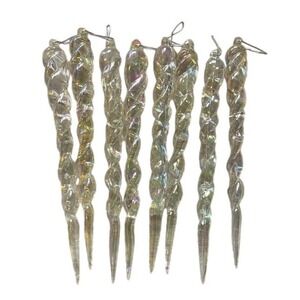 8 Melting Icicle Crystal Clear Christmas Ornaments Twisted Spiral Acrylic Lucit